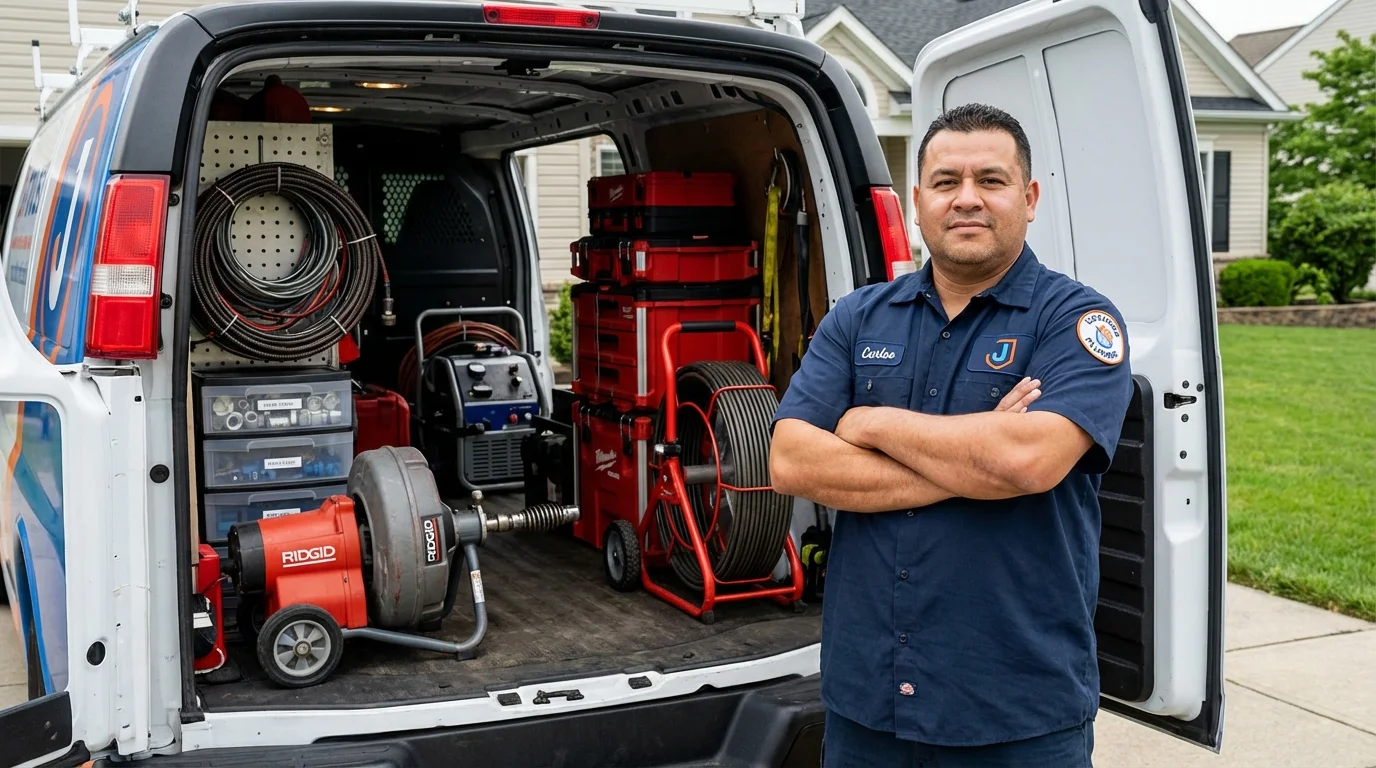 Professional drain cleaning equipment and Johns Plumbing LLC plumber in Winthrop Harbor