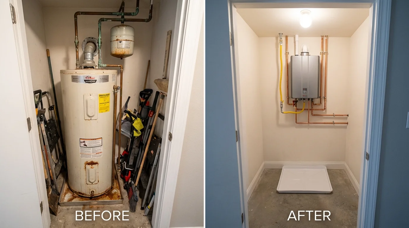 Tank water heater versus wall-mounted tankless unit comparison for Winthrop Harbor, IL homeowners